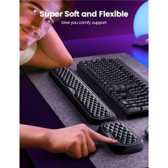 Wrist Rest for Keyboard and Mouse, Computer Ergonomic Wrist Support Pad - Picture 2 of 7